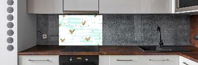 Cooker splashback Golden hearts