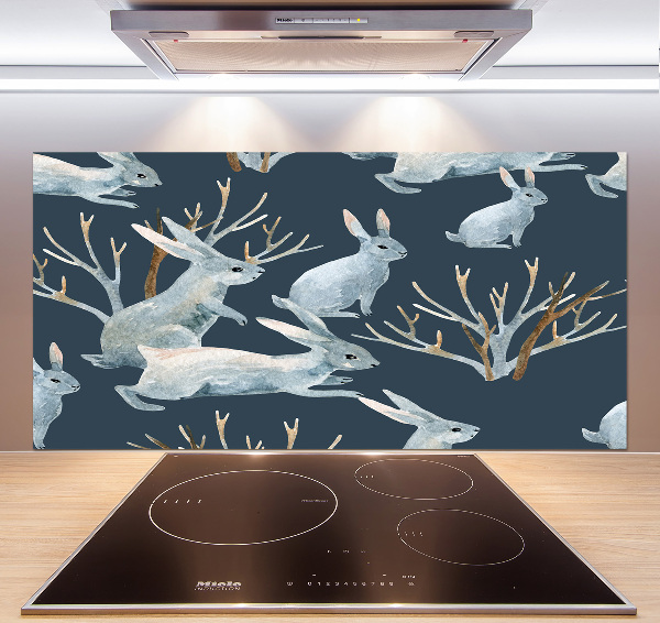 Kitchen splashback Rabbits in winter