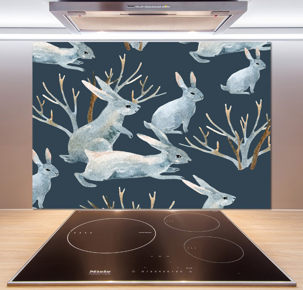 Kitchen splashback Rabbits in winter