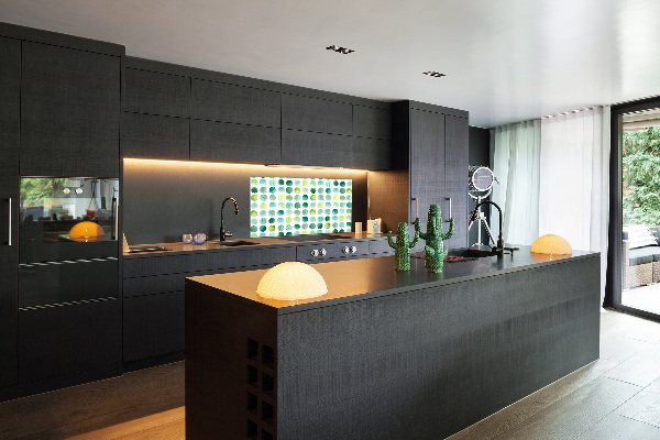 Cooker splashback Green dots