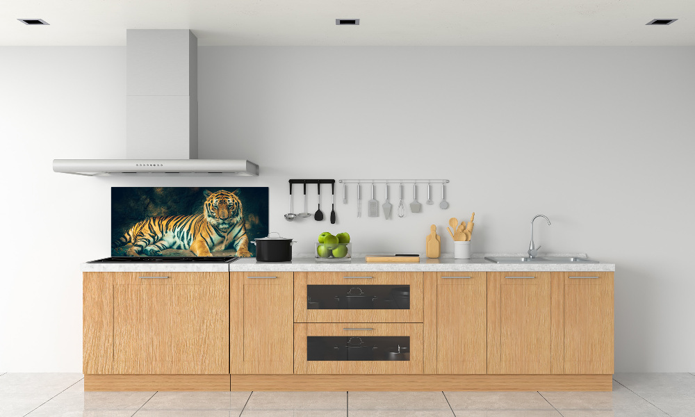 Cooker splashback Tiger in a cave