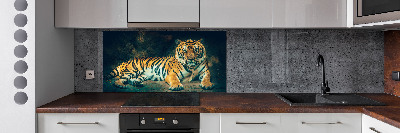 Cooker splashback Tiger in a cave