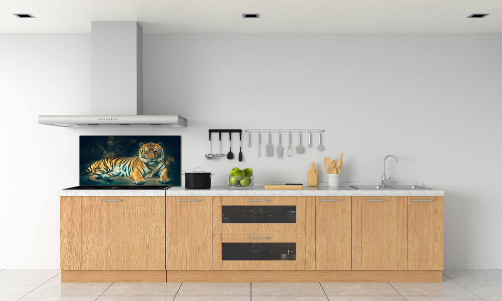 Cooker splashback Tiger in a cave