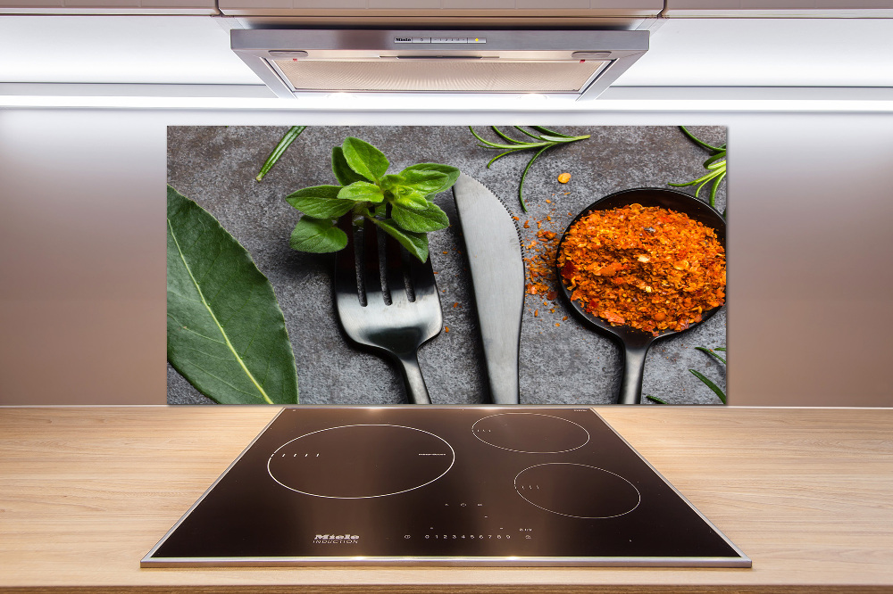 Kitchen splashback Cutlery and spices