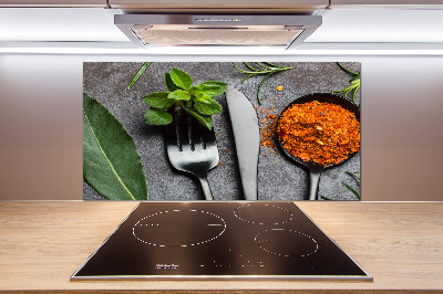 Kitchen splashback Cutlery and spices