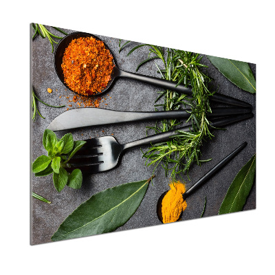 Kitchen splashback Cutlery and spices