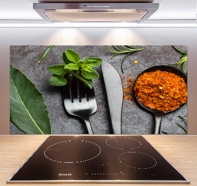 Kitchen splashback Cutlery and spices