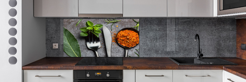 Kitchen splashback Cutlery and spices