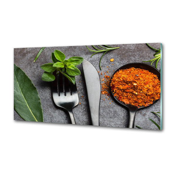 Kitchen splashback Cutlery and spices