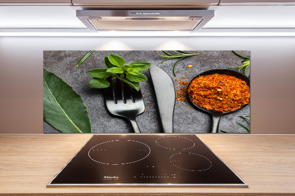 Kitchen splashback Cutlery and spices