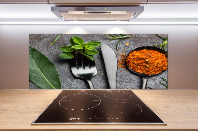 Kitchen splashback Cutlery and spices