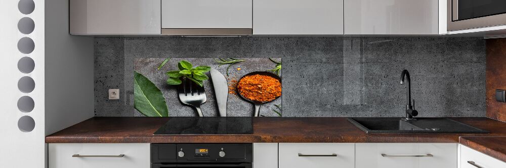 Kitchen splashback Cutlery and spices