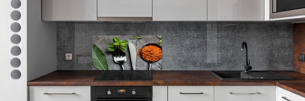 Kitchen splashback Cutlery and spices