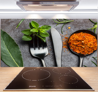 Kitchen splashback Cutlery and spices