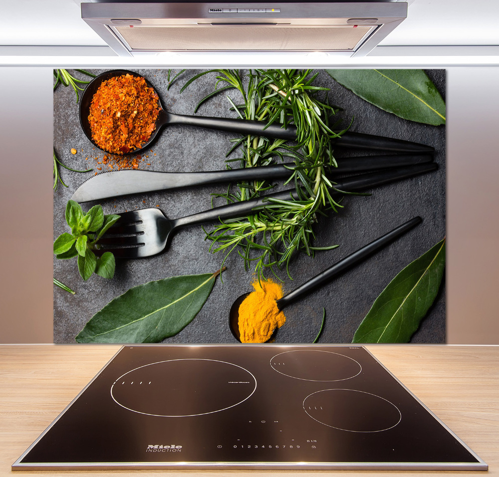 Kitchen splashback Cutlery and spices