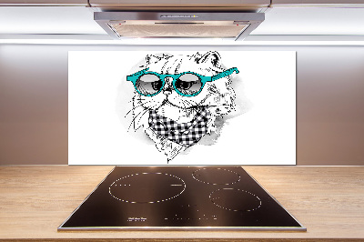 Cooker splashback Cat with glasses