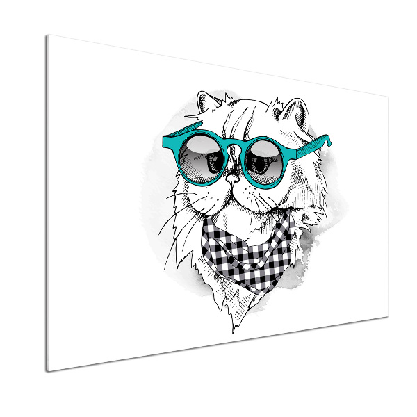 Cooker splashback Cat with glasses