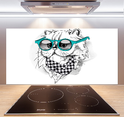 Cooker splashback Cat with glasses