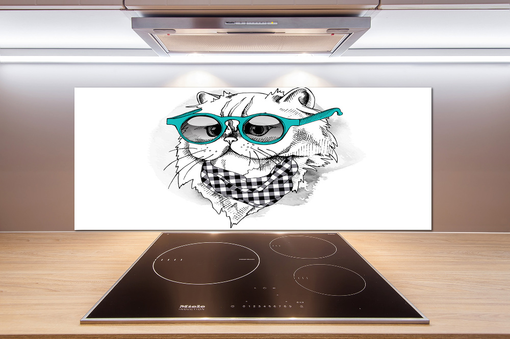 Cooker splashback Cat with glasses