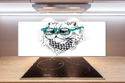 Cooker splashback Cat with glasses