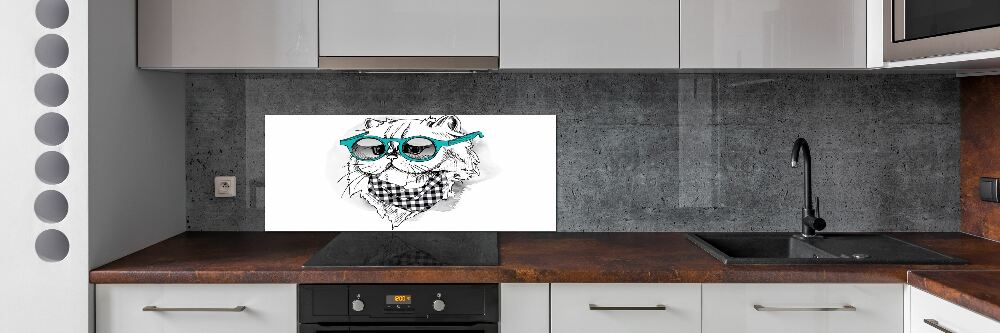 Cooker splashback Cat with glasses