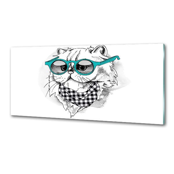 Cooker splashback Cat with glasses