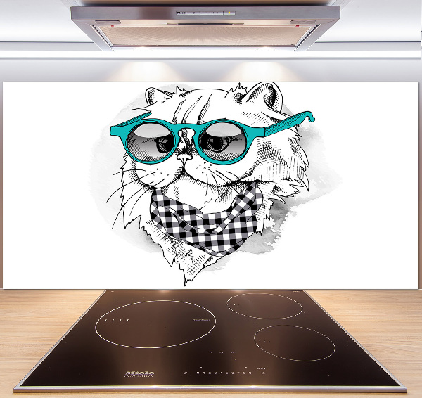 Cooker splashback Cat with glasses