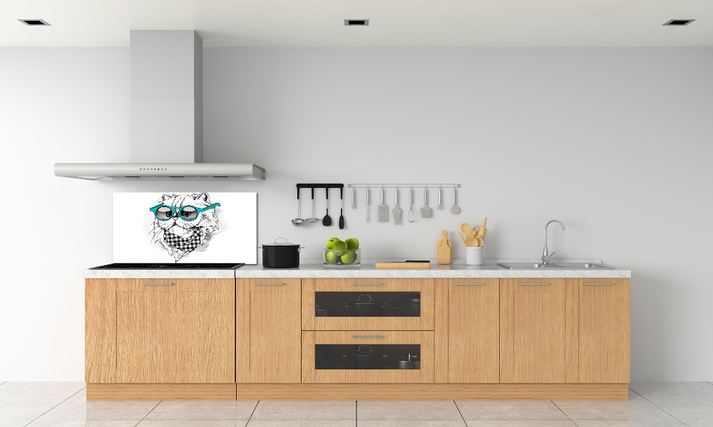 Cooker splashback Cat with glasses