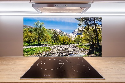 Cooker splashback River in the mountains