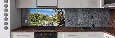 Cooker splashback River in the mountains