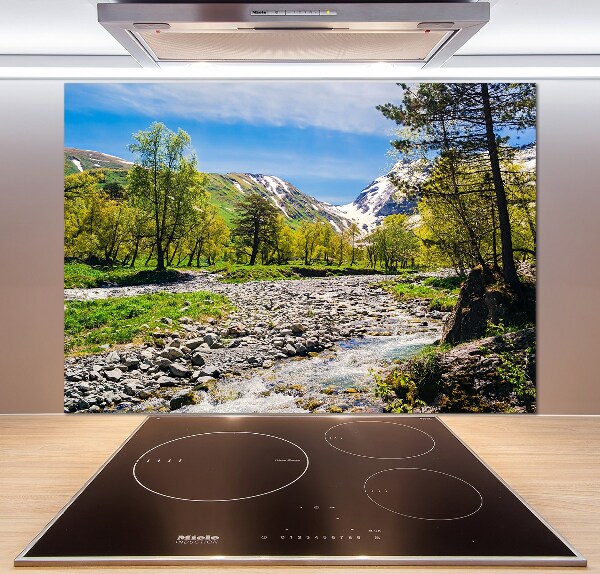 Cooker splashback River in the mountains