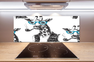 Glass splashback Giraffe with glasses