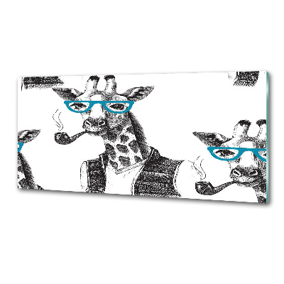 Glass splashback Giraffe with glasses