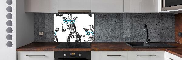 Glass splashback Giraffe with glasses