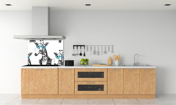 Glass splashback Giraffe with glasses