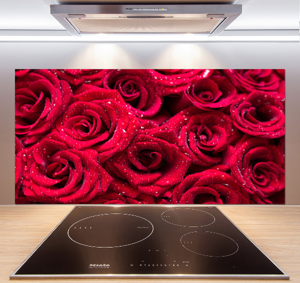 Cooker splashback Drops on roses