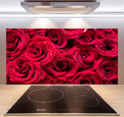 Cooker splashback Drops on roses