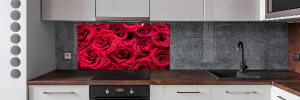 Cooker splashback Drops on roses