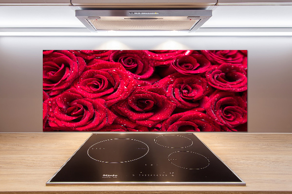 Cooker splashback Drops on roses