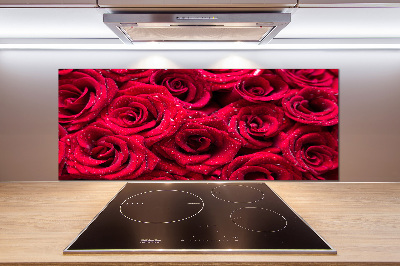 Cooker splashback Drops on roses