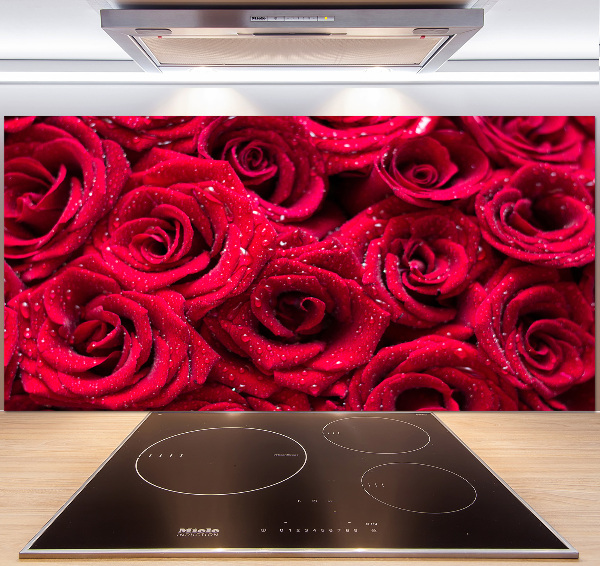 Cooker splashback Drops on roses