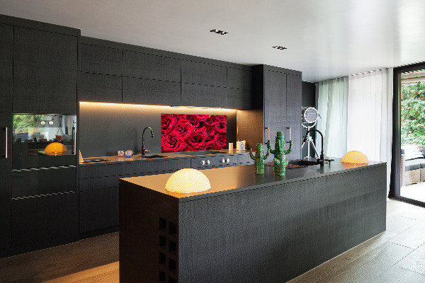 Cooker splashback Drops on roses