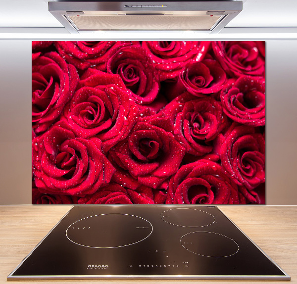 Cooker splashback Drops on roses