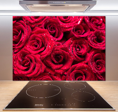 Cooker splashback Drops on roses