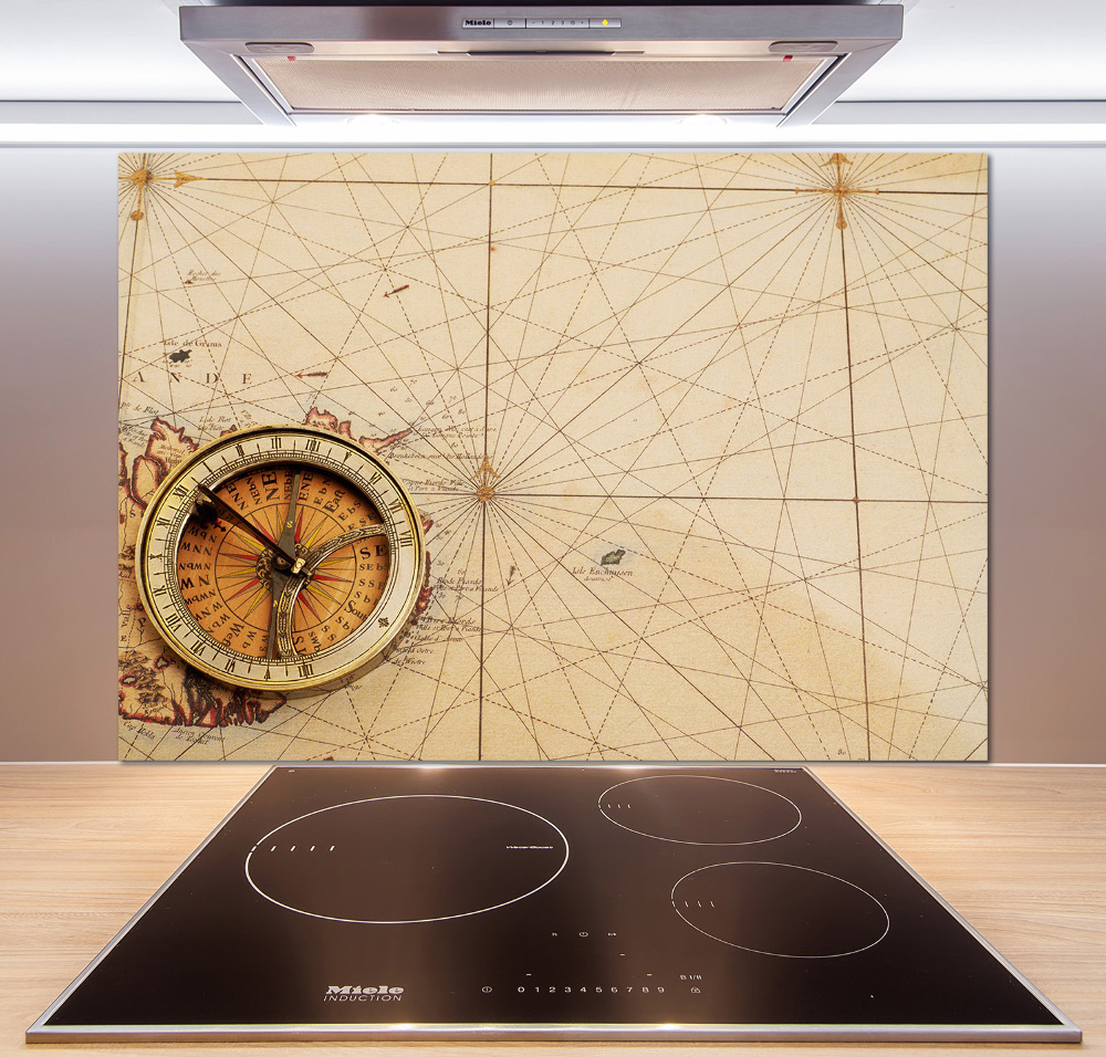 Cooker splashback Compass on the map