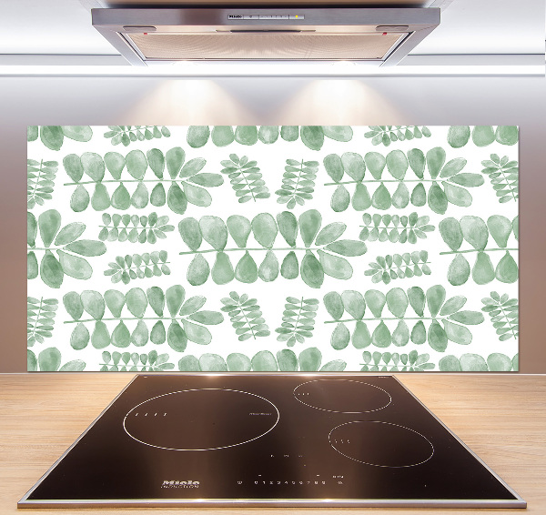 Cooker splashback Green leaves