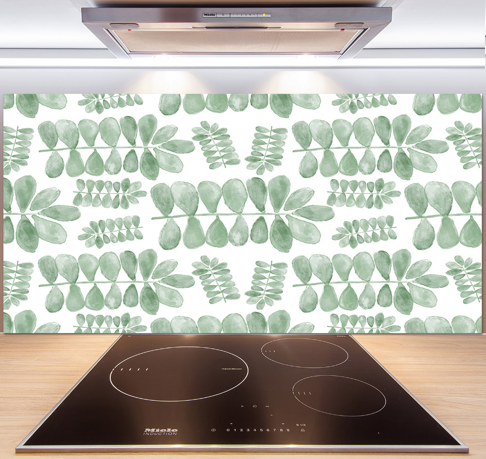 Cooker splashback Green leaves