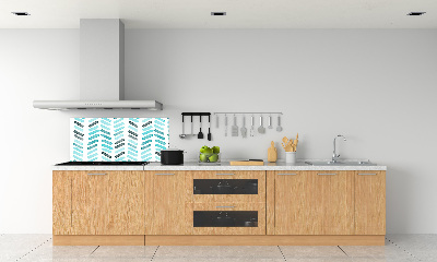 Kitchen wall panels Blue herringbone