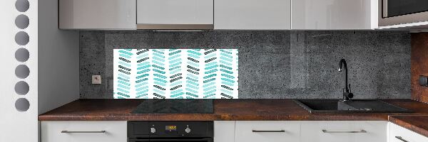 Kitchen wall panels Blue herringbone