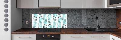 Kitchen wall panels Blue herringbone